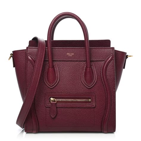 CELINE Drummed Calfskin Nano Luggage Acai 